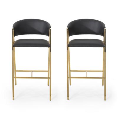 China Banquet Gold Stainless Steel Counter Stools Modern Luxury Leather Bar Stools for sale