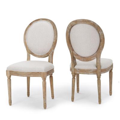 China Free Shipping Modern In U.S. Antique Fabric Oval Back Dining Chair Set Of 2 for sale