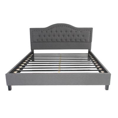 China Nailhead Trim Margaret Fully-Upholstered Traditional Dark Gray King Bed for sale