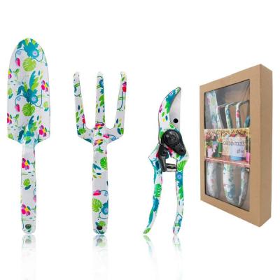 China Wejump Eco Friendly Piece Abundantly Cast Aluminum Gardening Tool Kit With Floral Printing for sale