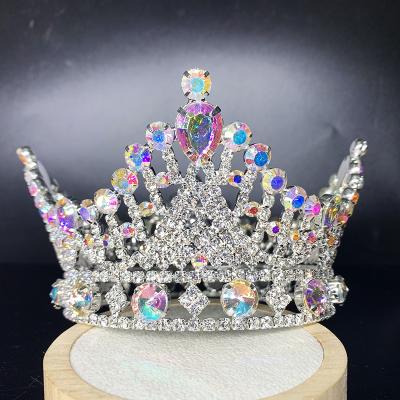 China 2021 Round Fashion Rhinestone Crown Pageant Circle Full Circle Crown Beauty Queen Tiara for sale