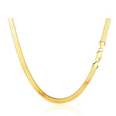 China TRENDY 2mm 3mm 4mm 5mm 18k Gold Filled Stainless Steel Flat Fishbone Chain Necklace Fashion Snake Chain Necklace For Women for sale