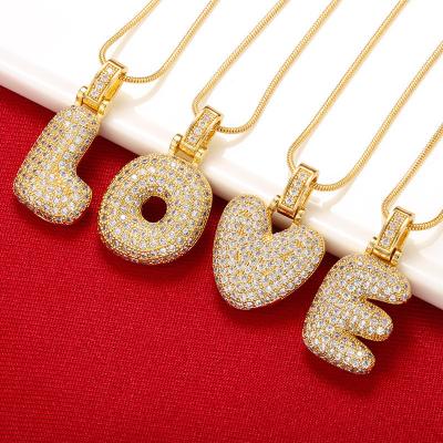 China Cute Hip Hop Iced Out CZ Bling Initial Alphabet Pendants Letter Necklaces for sale