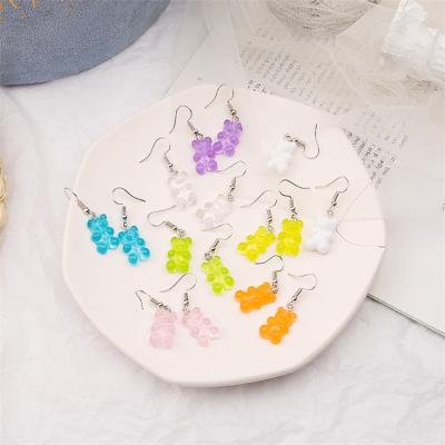 China High Quality Cute Resin Earrings Fashion Cartoon Bear Colorful Animal Drop Earring for sale