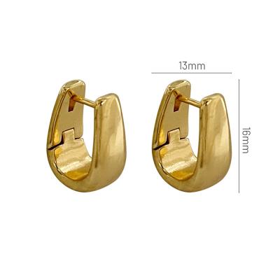 China Huggie Trendy Chic Thick Oval U-Shaped Hoop Earrings Gold Women Minimalist Hoop Tube Hoop Earring for sale