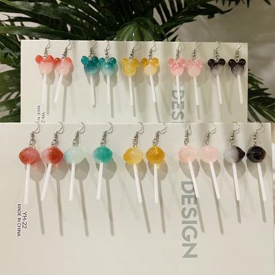 China Cute Fashion Girls Earrings Resin Lollipop Cotton Candy Drop Earring For Women for sale