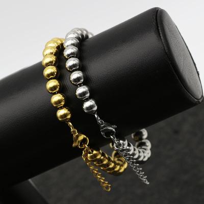 China Wholesale Hiphop 18k Gold Lucky Beads Beaded Stack Bracelets Mens Jewelry Stretch Bead Bracelet for sale