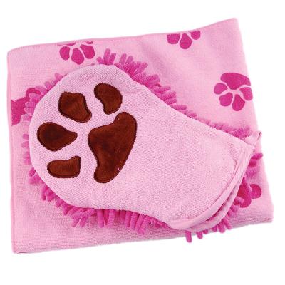 China 2022 Greenfound Chenille Microfiber Dog Towel Glove Pet Drying Towel Sustainable Hot Cleaning Towel for sale