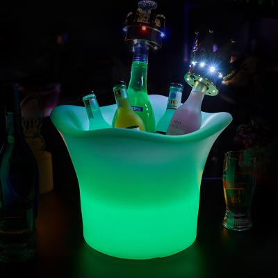 China Waterproof sustainable electric luminous illuminati custom box cycle gradient led luminous double square plastic ice bucket for sale