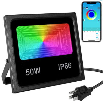 China 50W Outdoor Waterproof Garden Stage Ip66 Floodlights Change Multicolor Color Smart RGB Music With App Control Flood Light for sale