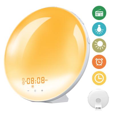 China Modern Wifi Adjustable Multifunctional Light Wake Up Light Smart Alarm Clock Led 7 Colors Compatible With Alexa Google Home for sale