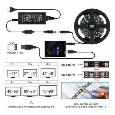 China Most Popular PC Ambient Led Strip Light 5v Ws2812b Usb 5050 RGB Color Kit For Desktop Pc Screen Background Dream Lighting for sale