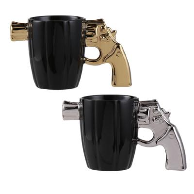 China Viable Ex-factory Price 3D Revolver Shaped Mug Creative Gun Shaped Ceramic Coffee Mug Gun Mugs for sale