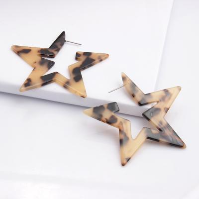 China Fashion new vintage leopard print acetic acid star tip earrings women exaggerated personality earrings for sale