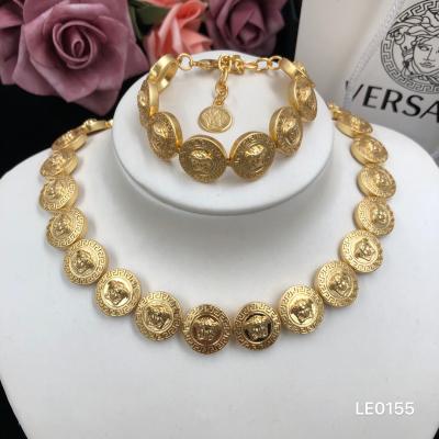 China Punk custom gold plated silver plated alloy fashion fan Jia necklace bracelet set. Delicate and simple high-end collar for sale