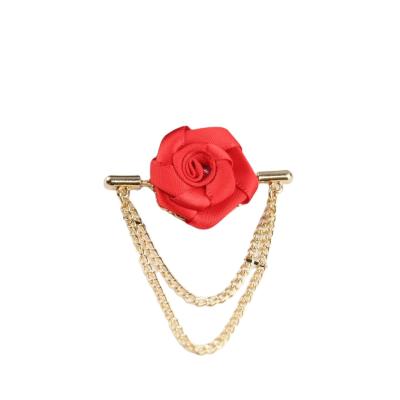 China Fabric Decoration Fringe Cloth Rose Classic Brooch Pin For Men And Women for sale