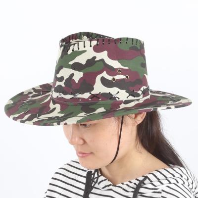 China Western European And American Sun Hat Men And Women Cowboy Cloth Camouflage Style Performance Cowboy Hat Mid Brim Western Hat for sale