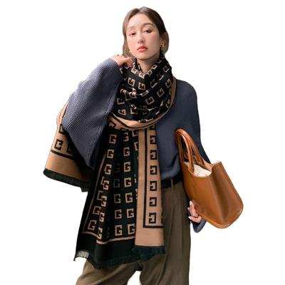 China Pashmina new arrivals cashmere scarf with warmth and thickening women's bib double-sided double-use wild shawl KL20211203S along for sale