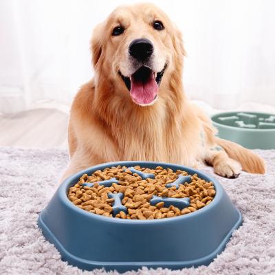 China Sustainable Wholesale High Quality Plastic Slow Feeding Bone Shape Food Slow Feeder Portable Non-slip Cat Dog Bowl Pet Bowl for sale