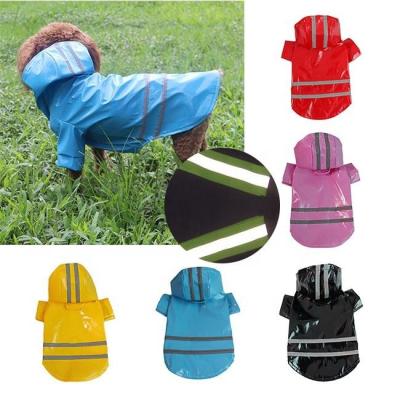 China Stocked fashion dog raincoat hotsell wholesale reflective waterproof pu pet dog raincoat with hood for sale