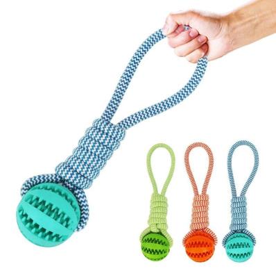 China Stocked Source Factory Custom Amazon Best Seller Multifunctional Interactive Dog Rope Ball Toys For Dog Training And Chewing for sale