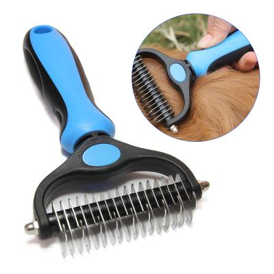 China Sustainable Pet Dog Comb Brush Hair Remover Wholesale Low MOQ Customizable  Stainless Steel Blade Deshedding Grooming Tools pet groom brush for sale