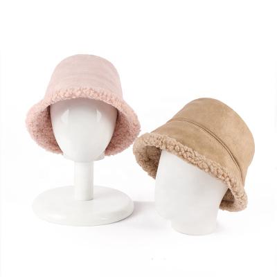 China COMMON plush warm fisherman's hat dishonest suede thickened beige bucket hat basin hat ear hat for women for sale