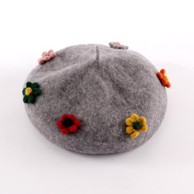 China Autumn And Winter Fashion Plush Beau Flower Pumpkin Warm Hat Female British Painter Hat for sale