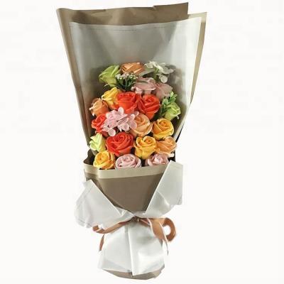 China Environmental Friendly Rose Soap Flowers Artificial Eternal Bouquet With Gift Box for sale