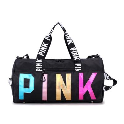 China Multicolor Custom Lady Laser Travel Bag For Women Luxury Duffel Bags Letter Travel Bag Pink Duffle for sale