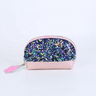 China Multifunctional Wholesale Custom Made Makeup Bag Rock Sequin Zipper PU Cosmetics Glitter Kits Bag For Girls for sale