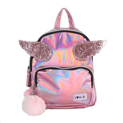 China Small Waterproof Children Bagpack Angel Wing Travel Mini Bag Backpack PU Girl School Soft Fashionable Wholesale Waterproof Bag for Girls for sale