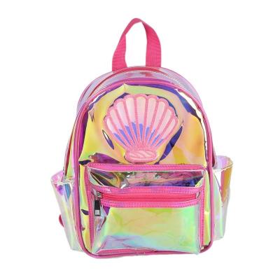 China Transparent Shell Shiny TPU Waterproof Cute Girl Hologram Mermaid Design School Backpack For Girls School Life for sale