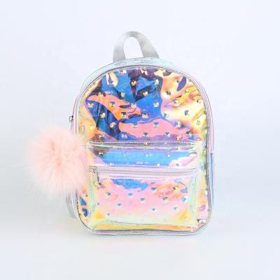 China Wholesale OEM ODM Laser Holographic PVC Waterproof Backpack Little Girls Mini Backpack For School Kids Clear for sale