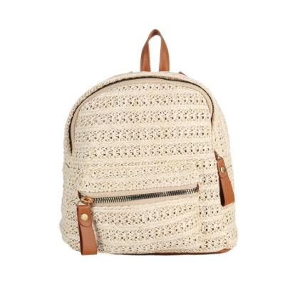 China Popular Anti-theft Zipper Shoulder Bag Casual Women Woven Students School Bags Lady Small Straw Beach Backpack For Outdoor for sale