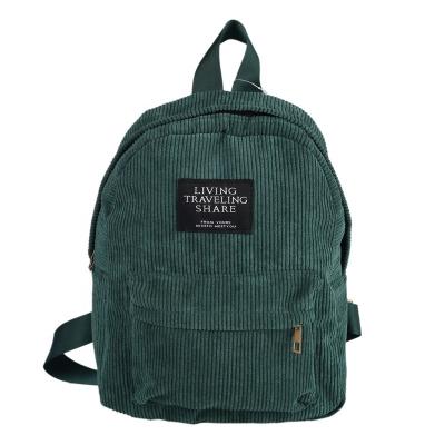 China 2020 Hot Selling Green Backpack Randoseru School Girls School Bag Pure Corduroy Bag Cute Ergonomic Stylish Color Anti-theft Green for sale