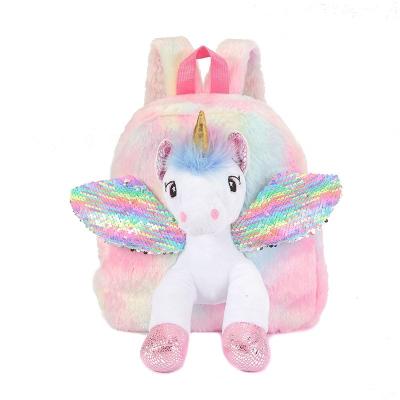 China Custom New Sale Kids Plush Backpack Cartoon Plush Unicorn Plush Backpack Hot Kids Animals Anti-theft Bags for sale