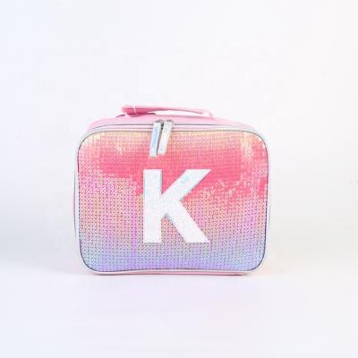 China Waterproof Kids Insulated Lunch Bag Glitter Food Drinks Organizer Tote Reusable Lunch Box Cooler Picnic Thermal Bag For Kids Women for sale