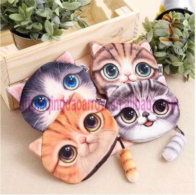 China Lady Kids Wallet Little Girl Clip Purse 3D Cartoon Cat Zipper Kawaii Wallet Coin Pocket Mobile Phone Bag Purse for sale