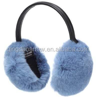 China Wholesale Cheap Women Cute Light Blue Thermal Winter Earmuff Fur Earmuff Baby Knitting Warmer Plush And Earmuffs With Earphone for sale