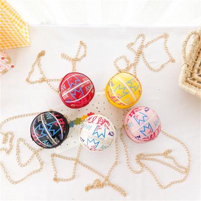 China Fashion personality design graffiti bag Diagonal Mini Princess Bag Ball Basketball children stretching purse bag for kids for sale