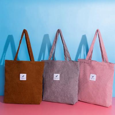 China Eco Friendly Clothing Tote Female Reusable Shopping Bags Casual Tote Bag Custom Corduroy Shoulder for sale