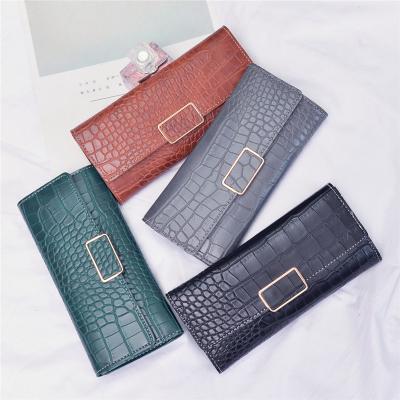 China Wholesale Coin Pattern Long Slim Phone Stone Woman Clutch Phone Case Leather Wallet Card Holder for sale