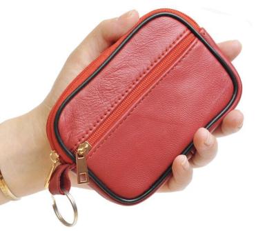 China Fashion Coinpurse Genuine Leather Coin Purse With Ring Short Type Cards Holder Main Mini Wallet for sale