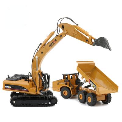 China Toy Huina 1:50 Alloy 1611 Excavator and Dump Truck Multifunctional Static Diecast Model Car Boy Building Toys for sale