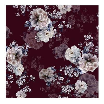 China 75D Polyester Breathable Soft Crepe Chiffon Large Customized Brilliant Flower Design Digital Printing Styles For Lady Summer Dress Fabric for sale