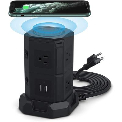 China Residential/Multipurpose US/UK Extension Tower Socket with USB and Wireless Charger Use for Office/Home for sale