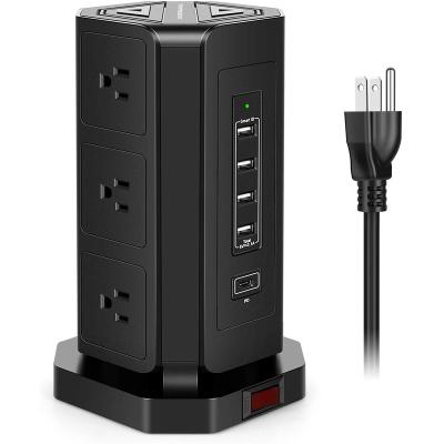 China Tower US Multi-socket Residential/General-Purpose Socket and USB Charging Station 9 AC Port 4 USB-A 1Type-C Household Power Outlet for sale