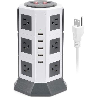 China EU US UK Non-melting Multi-socket Smart Residential/All-Purpose Tower Electrical Outlet With USB Charging Port for sale