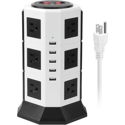 China Newcomer Residential / General Purpose Vertical AC Outlet Surge Protector Universal Plugs USB Charger Extension Station Outlet Power Strip for sale